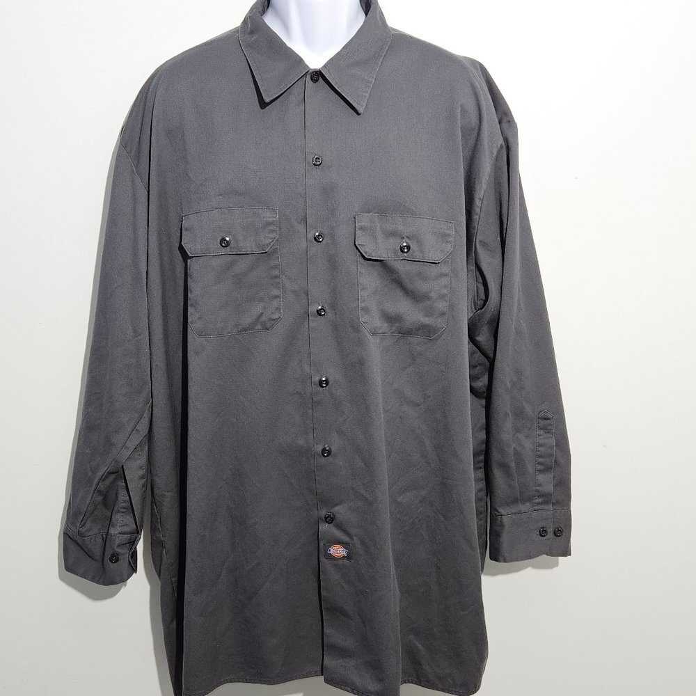 Dickies Long Sleeve Button Down Work Shirt Size 3XL Grey